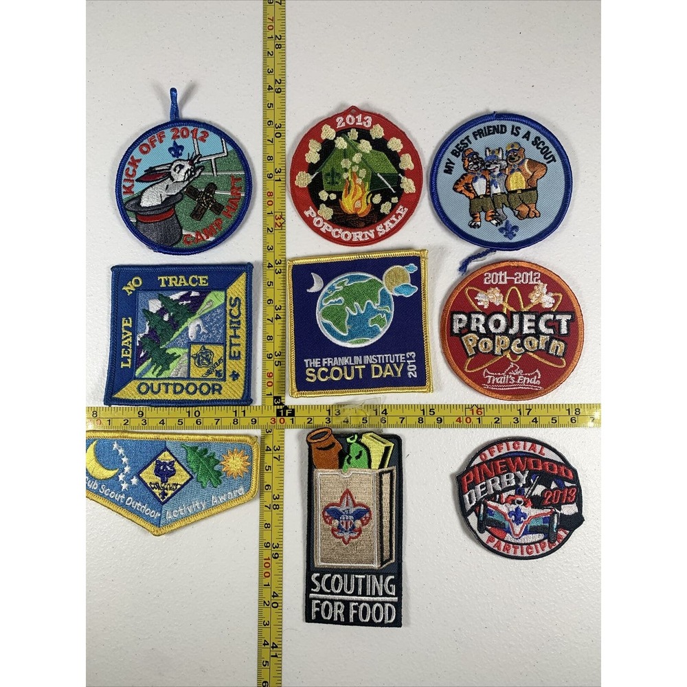 Boy Scouts patches lot of 9 2011,2012,2013 Pinewood Derby, Outdoor Activity